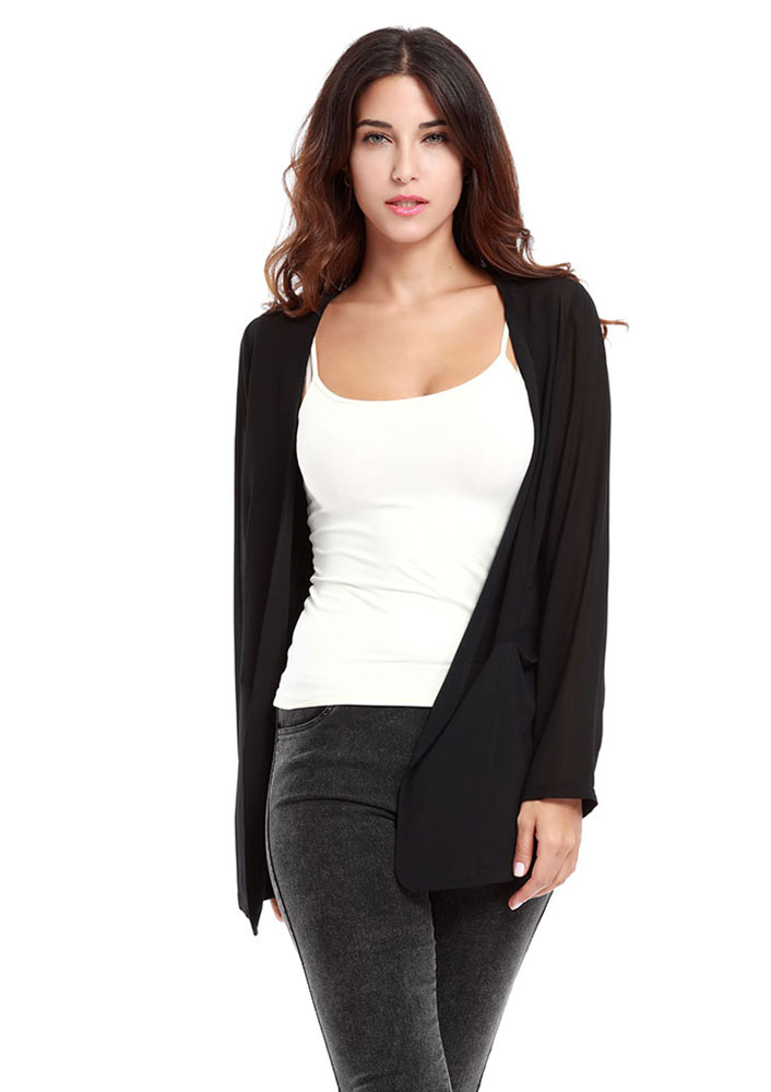 long sleeve chiffon maxi cardigan