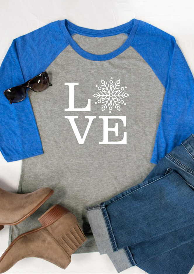 Christmas Snowflake Love Printed T-Shirt