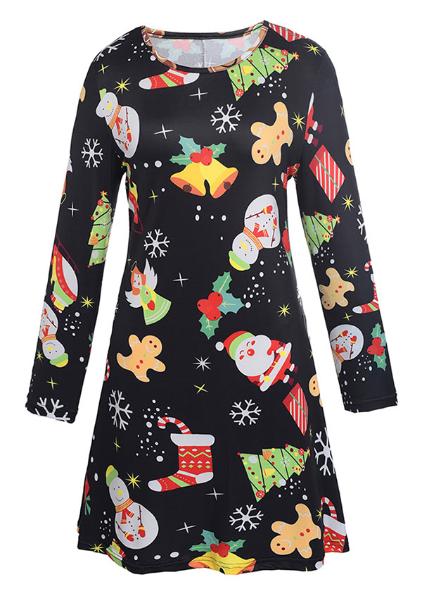 Christmas Santa Snowman Jingle Bell Mini Dress