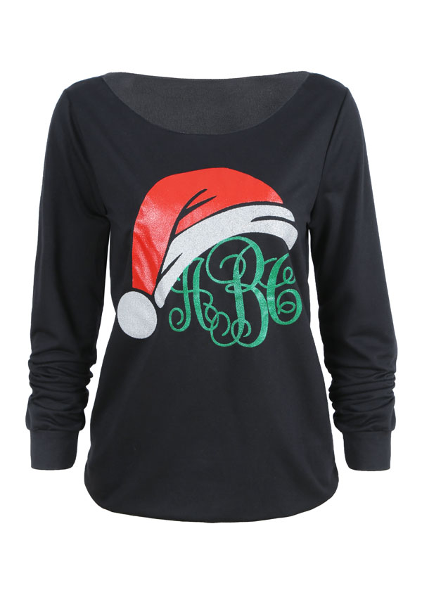 Christmas Monogram Santa Hat Sweatshirt - Bellelily
