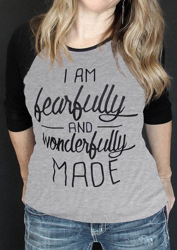 plus size i am fearfully and wonderfully made baseball t-shirt