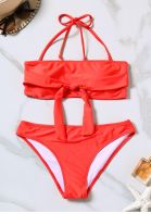 Solid Tie Strapless Sexy Bikini Set Bellelily