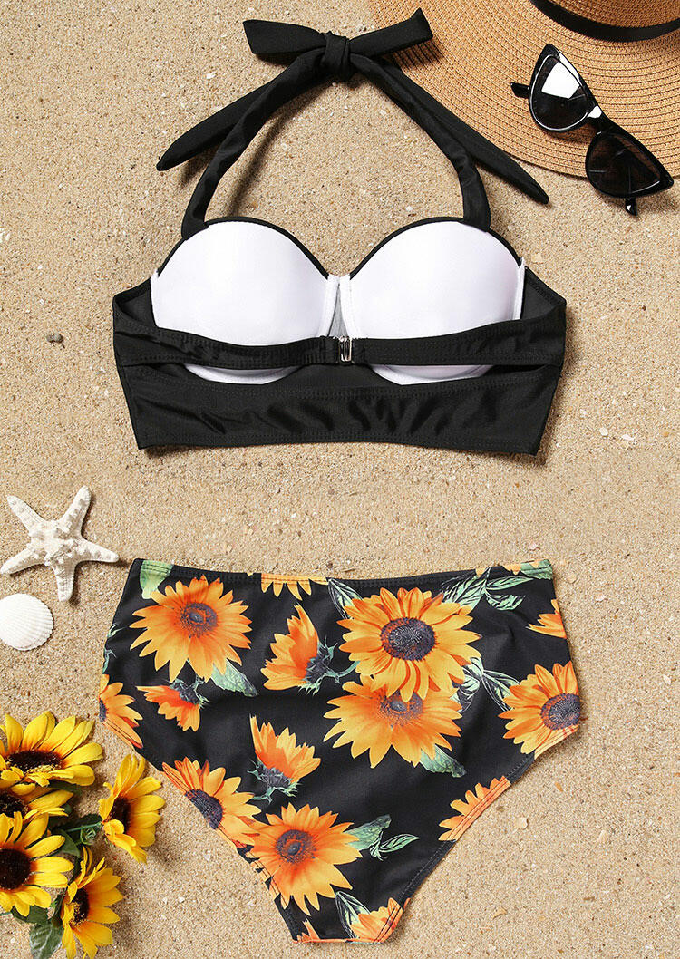 Sunflower High Waist Bikini Set Black Bellelily