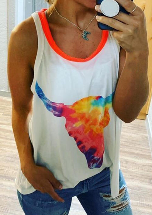 Tie Dye Steer Skull Tank without Necklace - White, 470748
Tie Dye Steer Skull Tank without Necklace - White, 470748