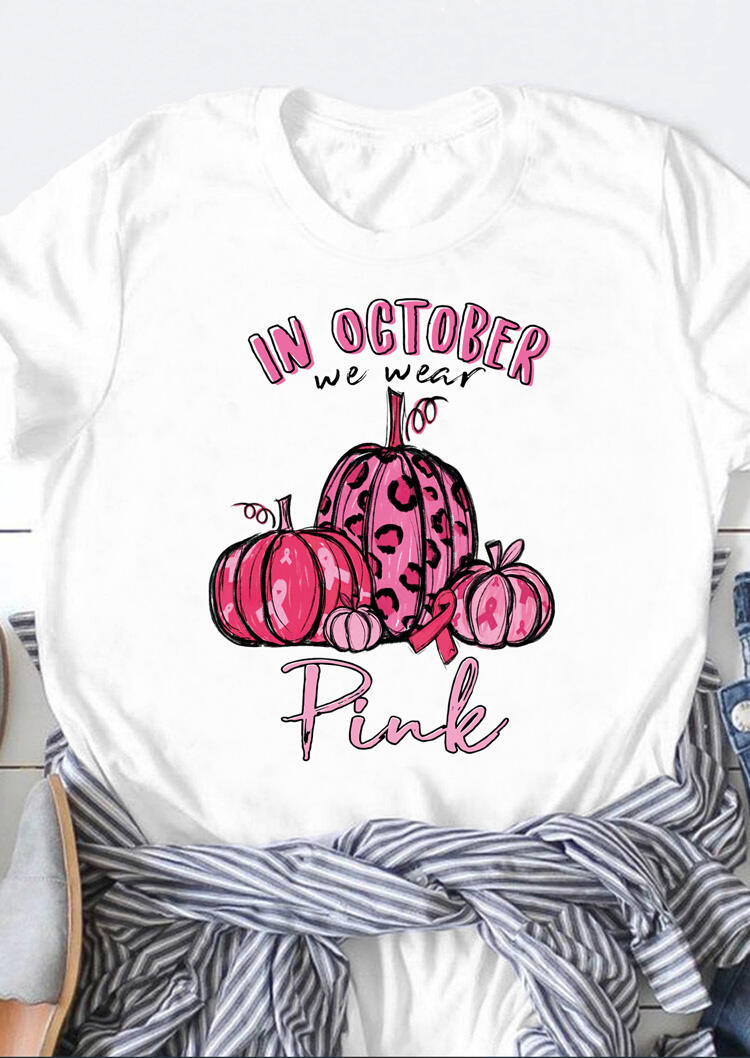 Leopard Ribbon Pumpkin Breast Cancer Awareness Slogan T-Shirt Tee - White, 480093
Leopard Ribbon Pumpkin Breast Cancer Awareness Slogan T-Shirt Tee - White, 480093