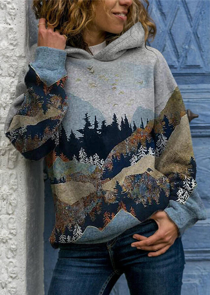 Mountain Treetop Plant Long Sleeve Pullover Hoodie, Multicolor, 488507 
Mountain Treetop Plant Long Sleeve Pullover Hoodie, Multicolor, 488507