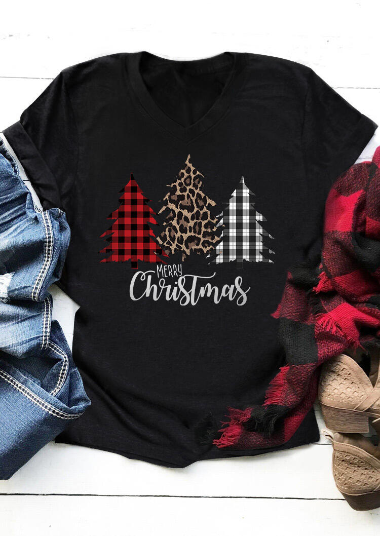 Merry Christmas Buffalo Plaid Leopard Tree V-Neck T-Shirt Tee - Black, 489373
Merry Christmas Buffalo Plaid Leopard Tree V-Neck T-Shirt Tee - Black, 489373