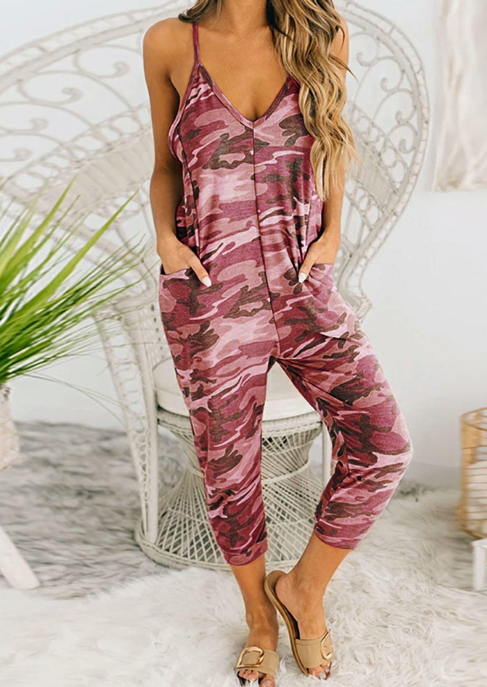 Camouflage Spaghetti Strap Pocket Jumpsuit - Burgundy, 501168
Camouflage Spaghetti Strap Pocket Jumpsuit - Burgundy, 501168