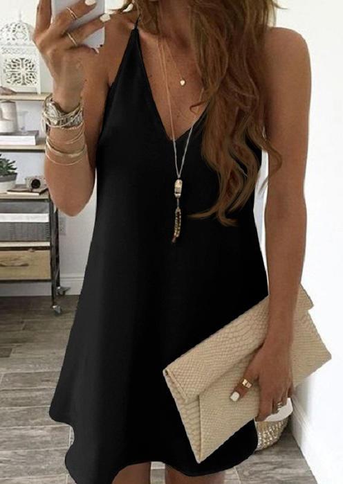 V-Neck Spaghetti Strap Mini Dress - Black, 502731
V-Neck Spaghetti Strap Mini Dress - Black, 502731