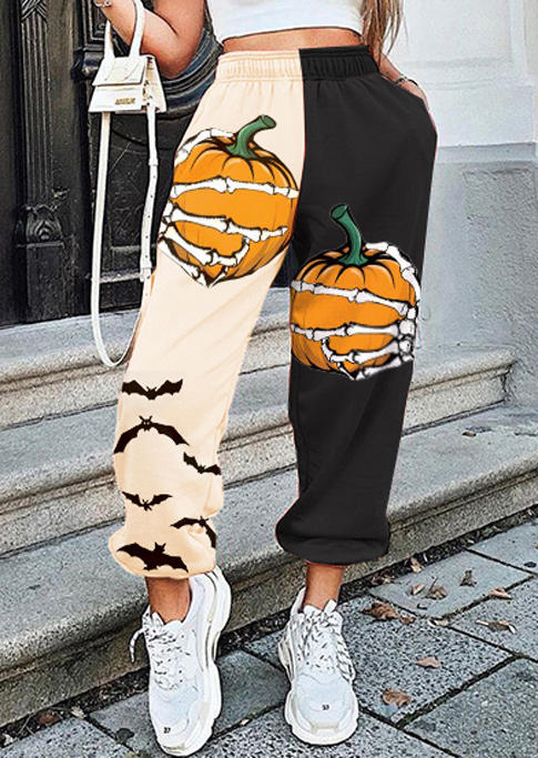 Pumpkin Bat Skeleton Hand Color Block Elastic Waist Sweatpants, Multicolor, 514472
Pumpkin Bat Skeleton Hand Color Block Elastic Waist Sweatpants, Multicolor, 514472