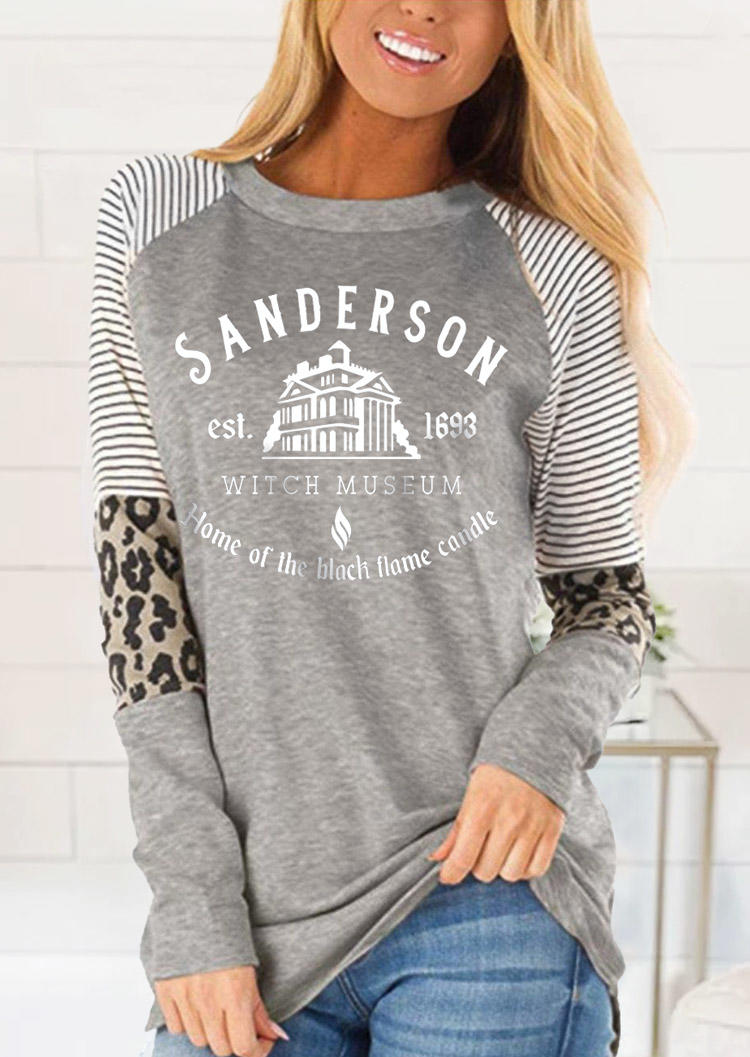Leopard Striped Blouse - Gray, 515441