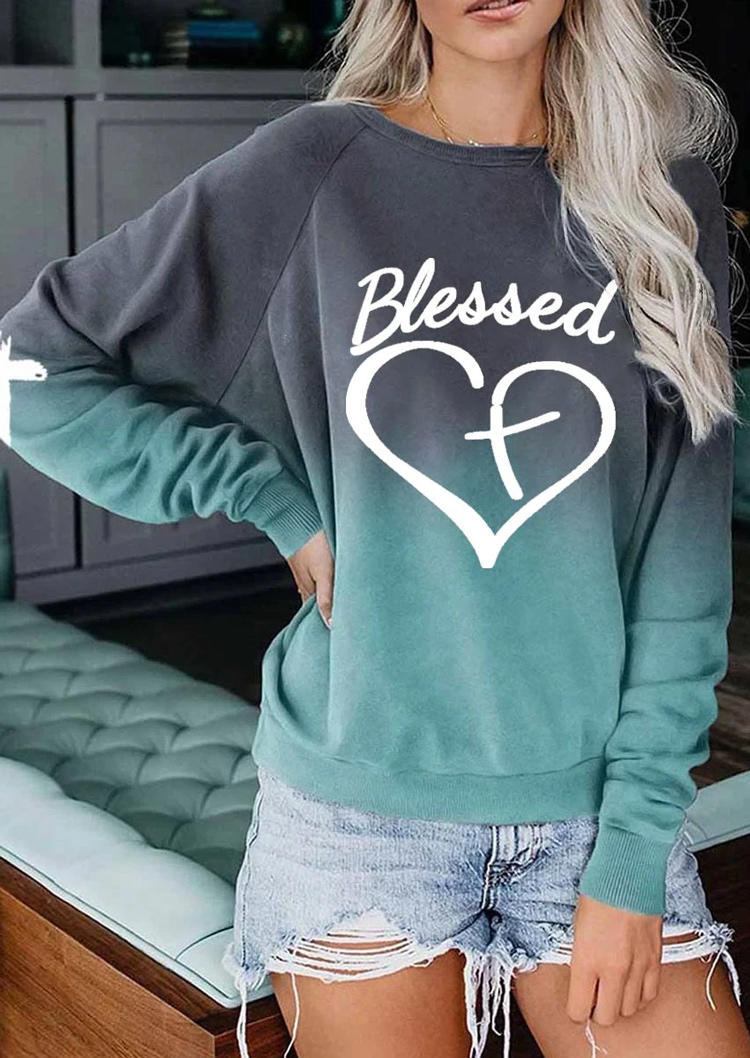 Gradient Blessed Cross Heart Pullover Sweatshirt - Green, 515852
Gradient Blessed Cross Heart Pullover Sweatshirt - Green, 515852