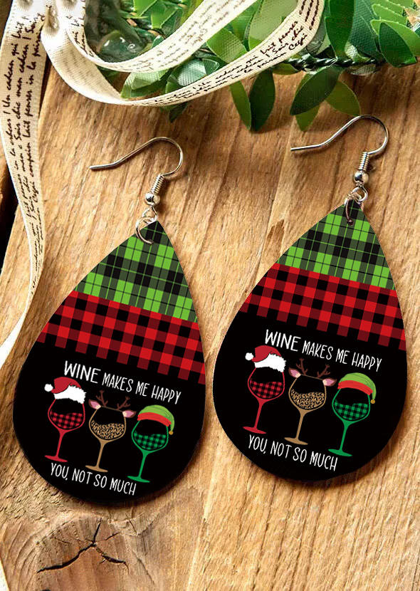 Christmas Hat Plaid Leopard Wine Makes Me Happy Wine Glass Earrings, Multicolor, 522547
Christmas Hat Plaid Leopard Wine Makes Me Happy Wine Glass Earrings, Multicolor, 522547