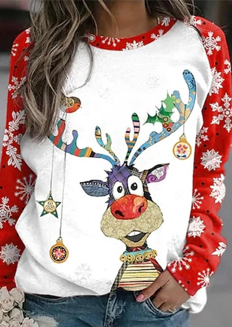 Snowflake Reindeer Lights Blouse - Red, 523277