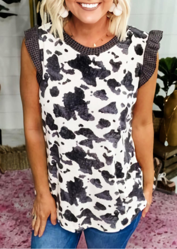 Cow Ruffled Casual Blouse - White, SCM000173
Cow Ruffled Casual Blouse - White, SCM000173