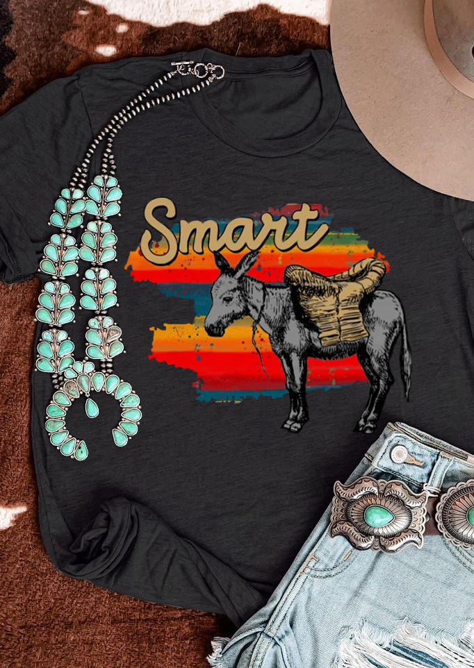 Smart Donkey Western T-Shirt Tee - Dark Grey, 529189
