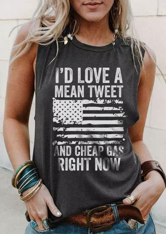 I'd Love A Mean Tweet And Cheap Gas Right Now American Flag Tank - Dark Grey, Gray, 532587
I'd Love A Mean Tweet And Cheap Gas Right Now American Flag Tank - Dark Grey, Gray, 532587