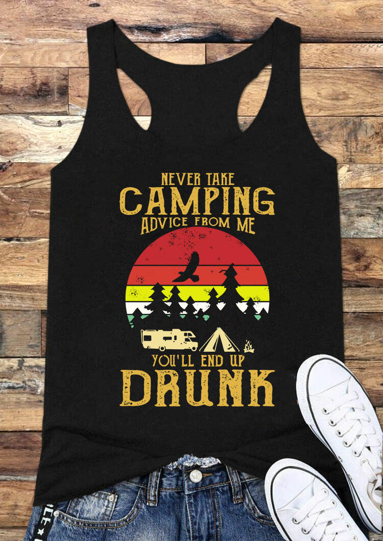 Never Take Camping Advice From Me You'll End Up Drunk Racerback Tank - Black, 534039
Never Take Camping Advice From Me You'll End Up Drunk Racerback Tank - Black, 534039