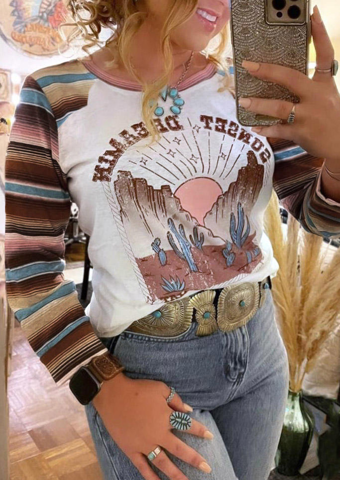 Sunset Dreamin Ariat Colorful Striped Long Sleeve O-Neck Blouse - White, SCM004729
Sunset Dreamin Ariat Colorful Striped Long Sleeve O-Neck Blouse - White, SCM004729