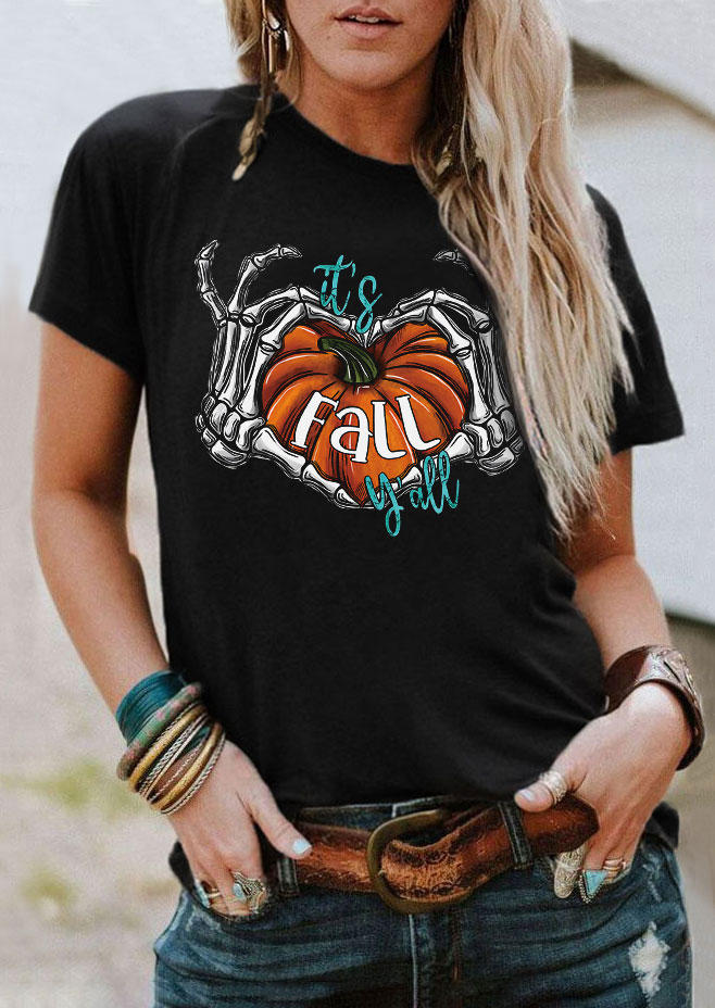 Halloween It' Fall Y'all Pumpkin Skeleton Hand Heart T-Shirt Tee - Black, SCM004977
Halloween It' Fall Y'all Pumpkin Skeleton Hand Heart T-Shirt Tee - Black, SCM004977