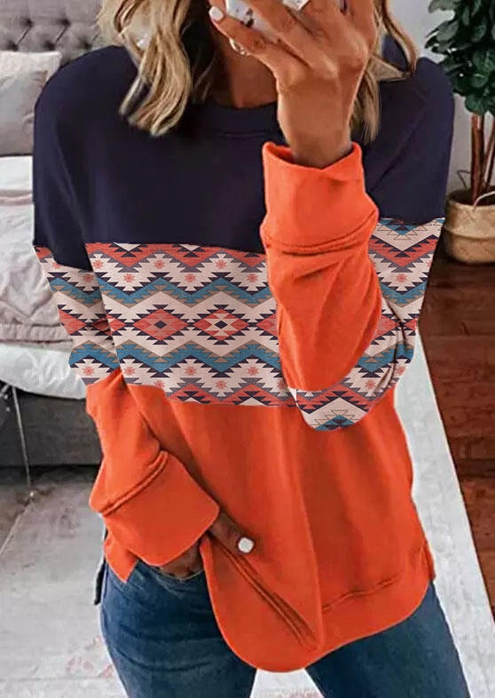Aztec Geometric Color Block Long Sleeve Pullover Sweatshirt, Multicolor, SCM005528
Aztec Geometric Color Block Long Sleeve Pullover Sweatshirt, Multicolor, SCM005528