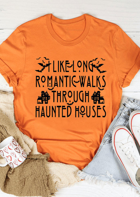 Halloween I Like Long Romantic Walks Through Haunted Houses T-Shirt Tee - Orange, SCM005633
Halloween I Like Long Romantic Walks Through Haunted Houses T-Shirt Tee - Orange, SCM005633