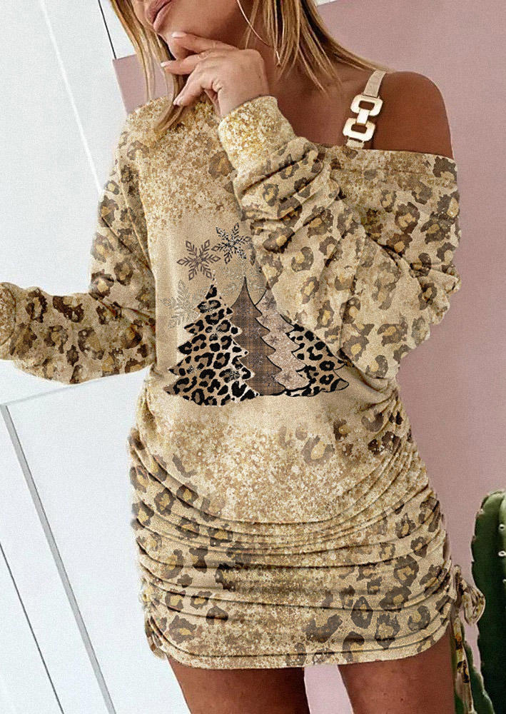 Christmas Leopard Tree Snowflake One Sided Cold Shoulder Drawstring Bodycon Dress, Multicolor, SCM008001
Christmas Leopard Tree Snowflake One Sided Cold Shoulder Drawstring Bodycon Dress, Multicolor, SCM008001