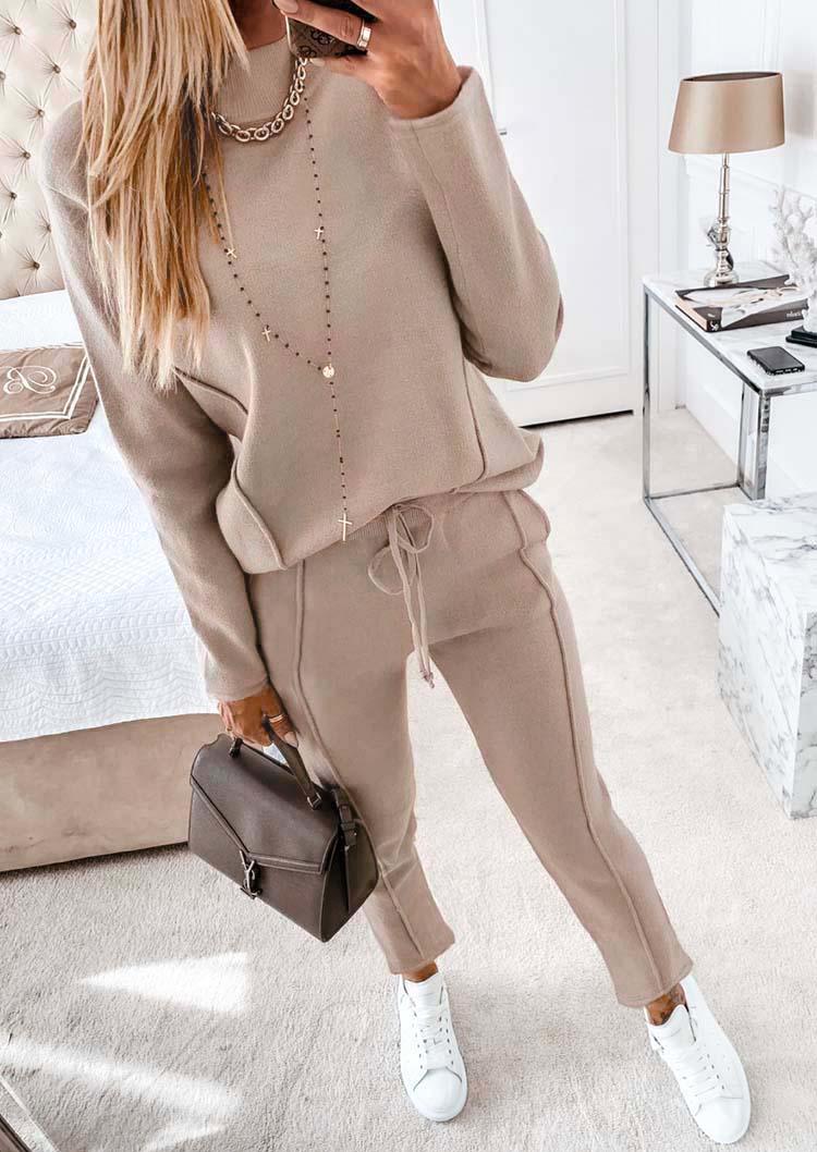 Turtleneck Drop Shoulder Sweatshirt And Drawstring Pocket Sweatpants Two-Piece Set - Apricot, SCM007924
Turtleneck Drop Shoulder Sweatshirt And Drawstring Pocket Sweatpants Two-Piece Set - Apricot, SCM007924