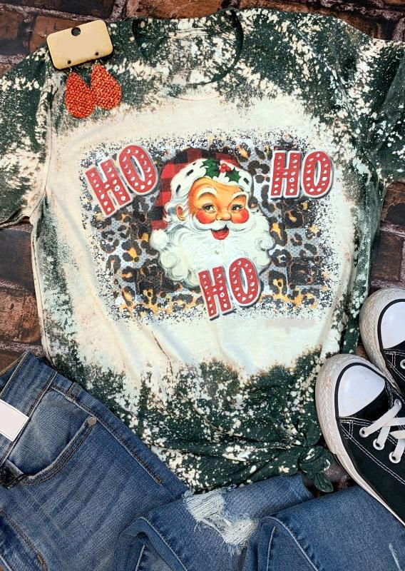 Christmas HO HO HO Santa Claus Leopard Plaid Bleached T-Shirt Tee, Multicolor, SCM008462
Christmas HO HO HO Santa Claus Leopard Plaid Bleached T-Shirt Tee, Multicolor, SCM008462