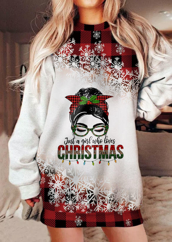 Just A Girl Who Loves Christmas Plaid Snowflake Sweatshirt Mini Dress, Multicolor, SCM009498
Just A Girl Who Loves Christmas Plaid Snowflake Sweatshirt Mini Dress, Multicolor, SCM009498