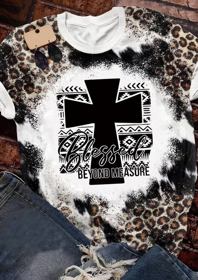 Blessed Beyond Measure Leopard Aztec Geometric Bleached T-Shirt Tee, Multicolor, SCM008954
Blessed Beyond Measure Leopard Aztec Geometric Bleached T-Shirt Tee, Multicolor, SCM008954