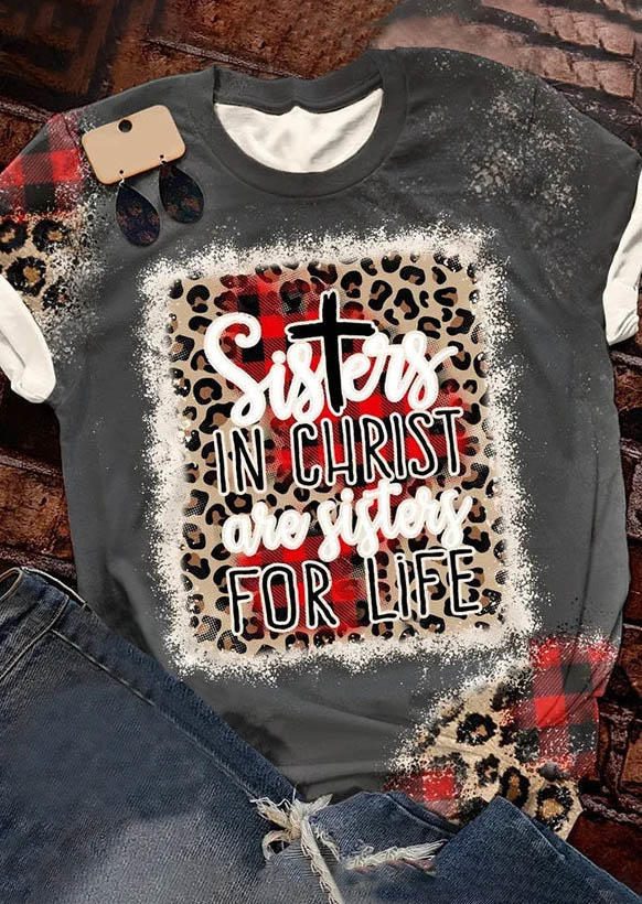 Sisters In Christ Are Sisters For Life Leopard Plaid T-Shirt Tee - Gray, SCM010136
Sisters In Christ Are Sisters For Life Leopard Plaid T-Shirt Tee - Gray, SCM010136
