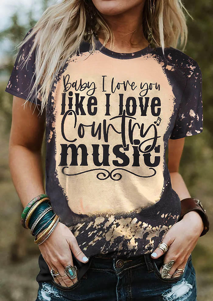 Baby I Love You Like I Love Country Music Bleached T-Shirt Tee, Multicolor, SCM011340
Baby I Love You Like I Love Country Music Bleached T-Shirt Tee, Multicolor, SCM011340