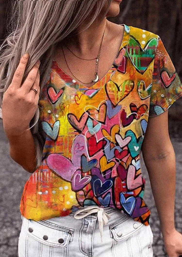 Valentine Heart V-Neck Blouse, Multicolor, SCM011682
Valentine Heart V-Neck Blouse, Multicolor, SCM011682