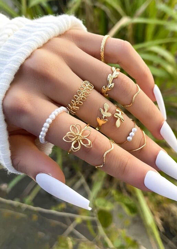 10Pcs Floral Leaf Beading Hollow Out Ring Set, Gold, SCM012142
10Pcs Floral Leaf Beading Hollow Out Ring Set, Gold, SCM012142