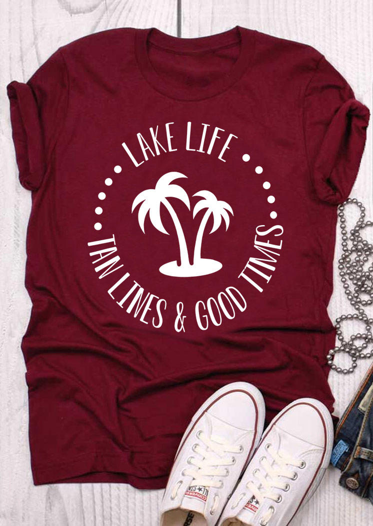 Lake Life Tan Lines & Good Times Coconut Tree T-Shirt Tee - Burgundy, Red, SCM015001
Lake Life Tan Lines & Good Times Coconut Tree T-Shirt Tee - Burgundy, Red, SCM015001