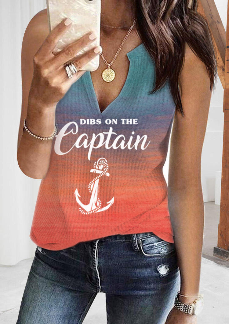 Dibs On The Captain Gradient Anchor Notched Neck Tank, Multicolor, SCM015403
Dibs On The Captain Gradient Anchor Notched Neck Tank, Multicolor, SCM015403