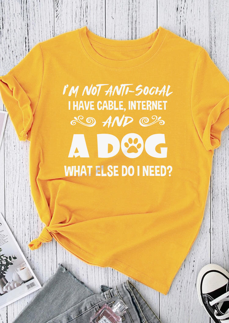 I' Not Anti-Social I Have Cable Internet And A Dog What Else Do I Need T-Shirt Tee - Yellow, SCM015618
I' Not Anti-Social I Have Cable Internet And A Dog What Else Do I Need T-Shirt Tee - Yellow, SCM015618