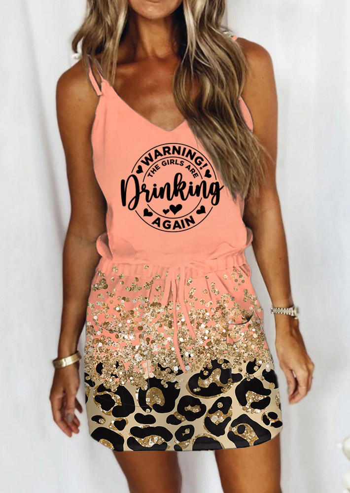 Warning The Girls Are Drinking Again Leopard Glitter Drawstring Pocket Mini Dress - Pink, SCM015940
Warning The Girls Are Drinking Again Leopard Glitter Drawstring Pocket Mini Dress - Pink, SCM015940