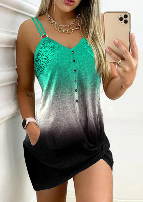 Gradient Lace Splicing Backless Twist Button Mini Dress, Multicolor, SCM015327
Gradient Lace Splicing Backless Twist Button Mini Dress, Multicolor, SCM015327