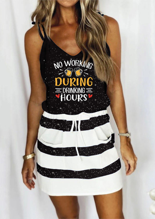 No Working During Drinking Hours Striped Glitter Pocket Drawstring Mini Dress - Black, SCM016609
No Working During Drinking Hours Striped Glitter Pocket Drawstring Mini Dress - Black, SCM016609