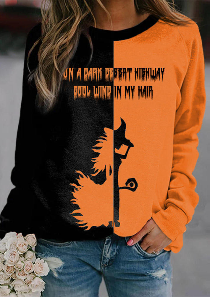 Halloween On A Dark Desert Highway Cool Wind In My Hair Color Block Witch Sweatshirt, Multicolor, SCM018972
Halloween On A Dark Desert Highway Cool Wind In My Hair Color Block Witch Sweatshirt, Multicolor, SCM018972