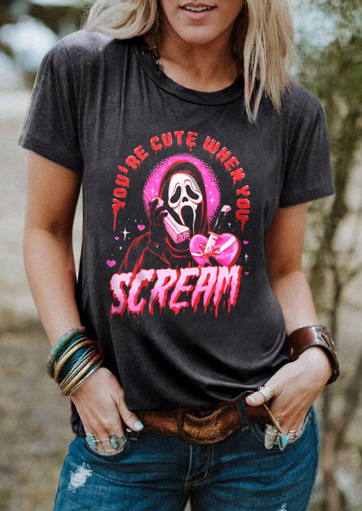 Halloween You're Cute When You Scream Ghost Face T-Shirt Tee - Dark Grey, Gray, SCM019553
Halloween You're Cute When You Scream Ghost Face T-Shirt Tee - Dark Grey, Gray, SCM019553