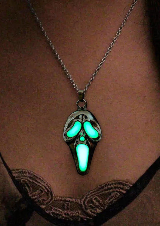 Skull Luminous Pendant Necklace, Silver, SCM020013 
Skull Luminous Pendant Necklace, Silver, SCM020013