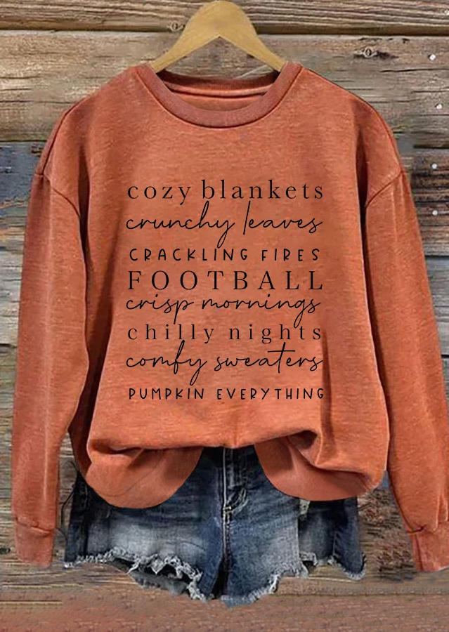 Cozy Blanket Crunchy Leaves Crackling Fires Football Chilly Nights Pumpkin Everything Sweatshirt - Orange, SCM020749
Cozy Blanket Crunchy Leaves Crackling Fires Football Chilly Nights Pumpkin Everything Sweatshirt - Orange, SCM020749