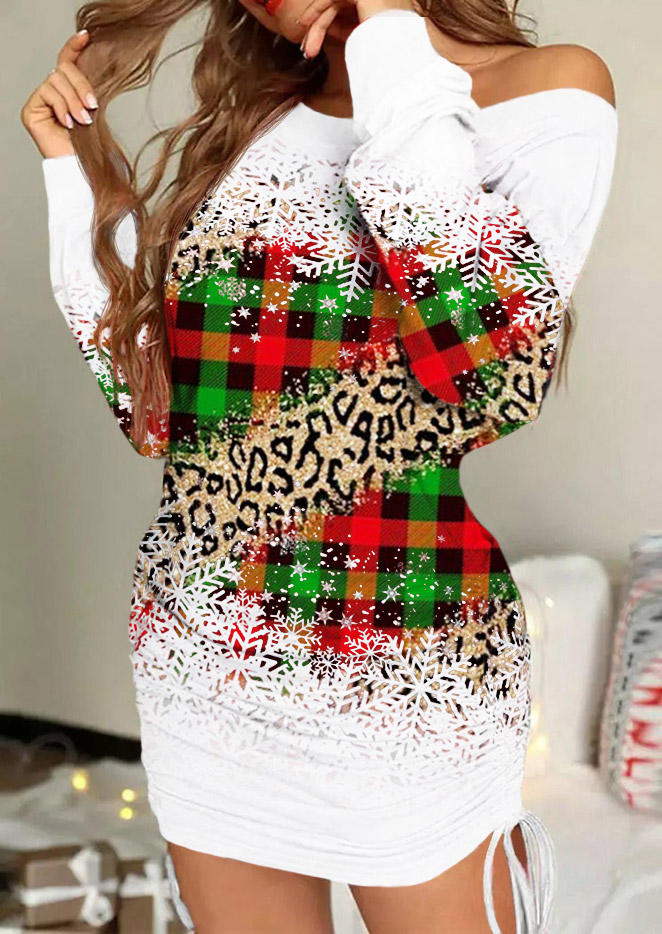 Christmas Snowflake Plaid Leopard Drawstring Bodycon Dress, Multicolor, SCM021239
Christmas Snowflake Plaid Leopard Drawstring Bodycon Dress, Multicolor, SCM021239