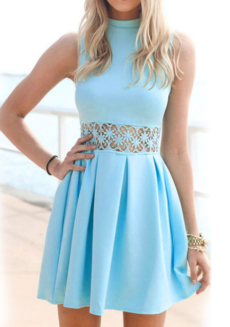 Lace Spliced A Line Party Dress