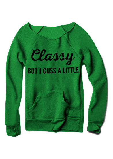 

Letter Printed Pocket Sweatshirt, Green, 107232
