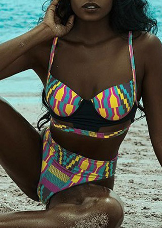 Spaghetti Strap Geometric Bikini