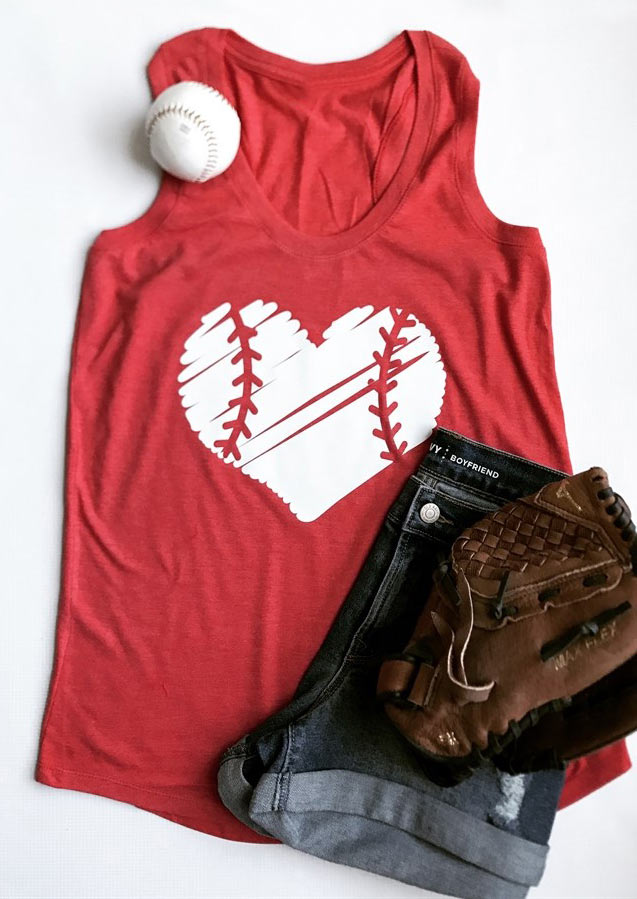 Baseball Heart O-Neck Tank